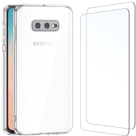 NEW'C Hülle für Samsung Galaxy S10e - Ultra Transparent Silikon Weiches TPU Gel und 2 × Panzer Schutz Glas für Samsung Galaxy S10e - Anti Scratch