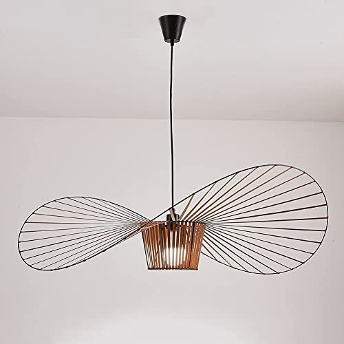 Vertigo Hängeleuchten Vintage Living Room Chandelier Lamp ， Fiberglass/Polyurethane Hat Lights （2m Verstellbare Lichthöhe） E27 Pendelleuchte Für Restaurantschirm (100cm, Brown)
