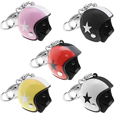 The Lord of the Tools 5 Stück Motorradhelm Anhänger Schlüsselanhänger Niedlicher Helm Charme Rucksack Ornament Tasche Geldbörse Dekoration für Frauen Männer 5 Farben