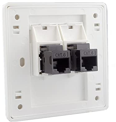 Plaque murale Ethernet pour câble LAN CAT6 RJ45,plaque frontale de prise réseau Gigabit femelle à femelle,prise de courant droite Internet à double passage, boîtier de prise 86x86mm (réseau local x 2)