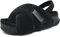 KuaiLu Womens Fuzzy Criss Cross Band Platform Slippers Back Strap Fluffy Furry Faux Fur Ladies Open Toe Slingback Slider Slippers Cozy Soft Plush Fleece Comfy House Shoes Sandals Outdoor Black 7