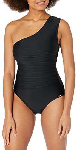 Calvin Klein Damen Shoulder Tummy Control One Piece Swimsuit Badeanzug, Schwarz, 40