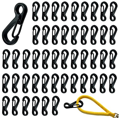 Dtoterul Mini Mousqueton 50 Pièces Petit Mousqueton Noir Zinc Carabiner Escalade Camping Randonnée Voyager