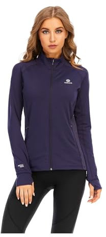 HDTIYUYP Damen Sportjacke UV Trainingsjacke - Laufjacke Leicht Langarm mit Reißverschluss Taschen Full Zip Wanderjacke Frauen Workout Jacke Lila L