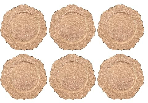 Set Of 6 Charger Plates Gold Glittery Xmas Dinner Party Wedding Birthday New Year Luxury Christmas