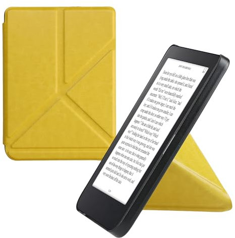 kwmobile Custodia Pieghevole Origami Compatibile con Kobo Clara 2E Cover - Cover Magnetica Pelle PU eReader con Stand - giallo