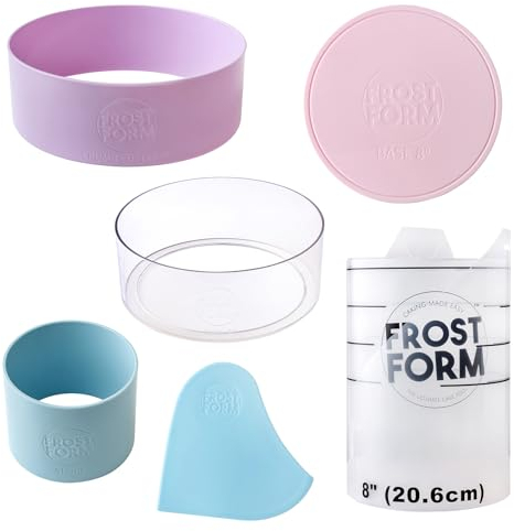 AC Food Crafting Kit de démarrage de 15,2 cm (7 pièces) Moule à gâteau rond Support coupe-miettes Finisseur Base Instructions de forme de gel Kit de glaçage à gâteau Kit de glaçage Kit de moule à