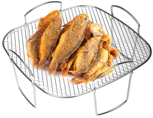 Estante de freidora de Aire Estante de airfryer de Acero Inoxidable Rejilla de Parrilla con 4 Patas de una Sola Capa multipropósito General de 8 Pulgadas Freanos Accesorios Freyer Toasting Microo