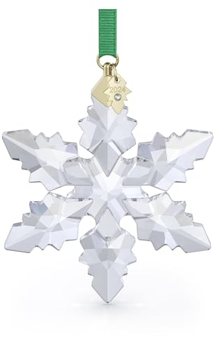 Swarovski Annual Edition Ornament 2024, Kristallornament im Schneeflocken-Design, mit Grünem Ripsband