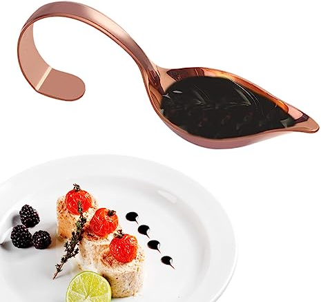 Novent Cucharas de decoración culinaria - Cuchara para Pintar Saucier de Acero Inoxidable - Postre Pastel Gastronomía Cuchara De Café para Caramelo, Chocolate, Aderezos para Ensaladas