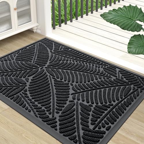 Homaxy Door Mats Indoor Outdoor, Heavy Duty Rubber Dirt Trapper Doormats, Non Slip Waterproof Floor Mat, Easy Clean Door Matt for Front Door, Entrance and Garden, 80 x 120 cm, Black