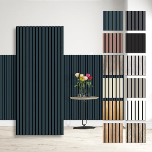 HEXIM Panneaux Acoustiques 138,5x60cm - Paroi à Lamelles Flexible Bois MDF Panneaux Muraux Revêtement à Lamelles Revêtement Mural (1 panneau / 0,83 m² Ocean - APH04)
