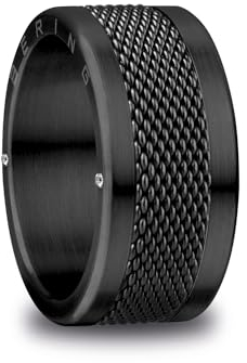 BERING Unisex Ring in schwarz - Arctic Symphony Collection aus Edelstahl - Arve 12