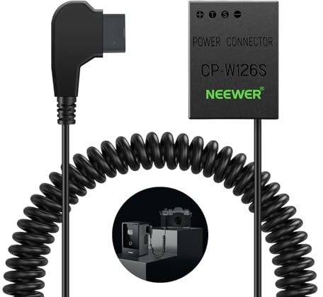 NEEWER D Tap a NP-W126S Batterie fictive avec câble pour Batterie Montage V,d'alimentation Stable et continu D Tap Compatible avec Fujifilm X100VI X-T200 X-S10 X-E4 X-T30 II X-Pro3,CP-W126S