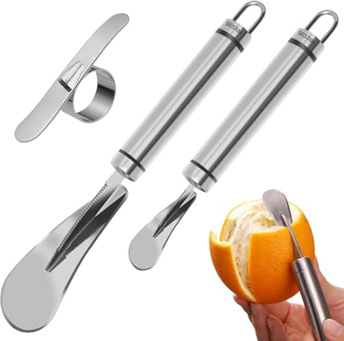 3pcs Stainless Steel Orange Peeler, Long Handle Fruit Peeler for Cocktails, Citrus Peeler Tool for Kitchen (3)