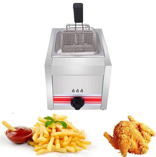 WHYYDSS Friteuse à gaz Commerciale 10L 20L 30L, friteuse à gaz GPL Professionnelle, friteuse à gaz, Machine à Frire, pour Cuisine de Restaurant Commercial,Singlecylinder10L