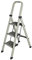 Stabiler Tritthocker 3-Stufen-Leiter Tragbarer, zusammenklappbarer Tritthocker Leichte Aluminiumleitern Mahagoni-Textur-Design Moderne Trittleitern mit Geländer Tragbare Trittleitern (Farbe: