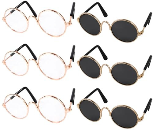 Yeory Mini de Verres de poupée, 6 Paires de Lunettes de Soleil en métal, poupées, Verres en Plastique élégants, Mini Lunettes de Soleil pour l'artisanat