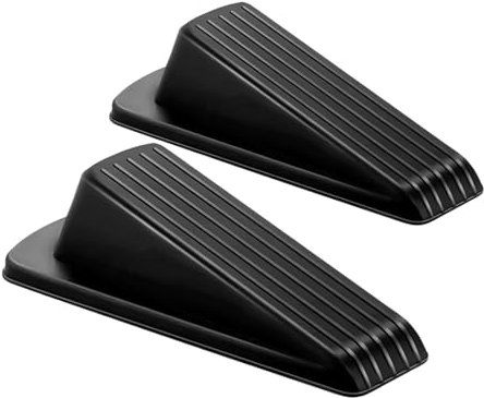 Lot de 4 butées de porte murales – Butées de porte pour mur – Butée de porte à ressort de 8,9 cm – Lot de 4 butées de porte flexibles et robustes (2 cales en caoutchouc noir)
