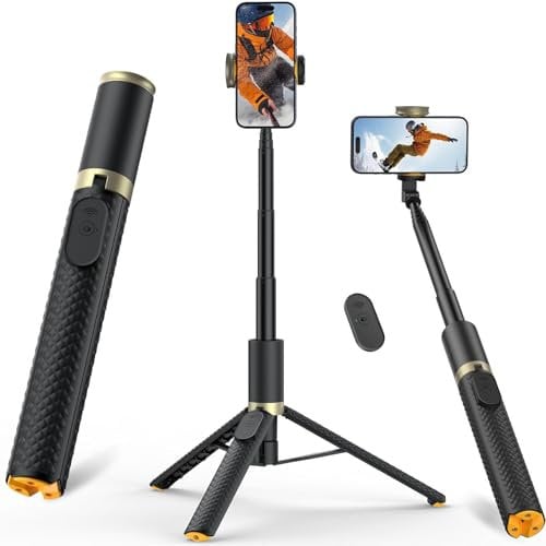 Vimose 158cm Handy Stativ, Schwere Ausführung Selfie Stick mit Fernbedienung, tragbares Reisestativ für Selfies Videoaufnahmen Vlog, ausziehbarer Stativ für SmartphoneTripod für iPhone Android Samsung