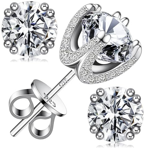 BSTGEKELY 2 Carat-6.5mm Moissanite Earrings, Moissanite Stud Earrings for Women Men, D Color VVS1 Simulated Diamond S925 Sterling Silver Moissanite Stud Earrings