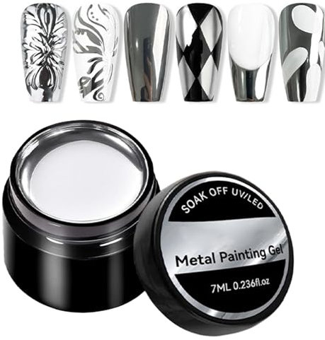 Metallischer Nagellack Metall Spiegel Nagellack Silber Chrome Spiegel metallics Effekt Für nails art Metallische Lackierung Gel Soak Off UV/LED Spiegelnagellack Effekt Nagellack