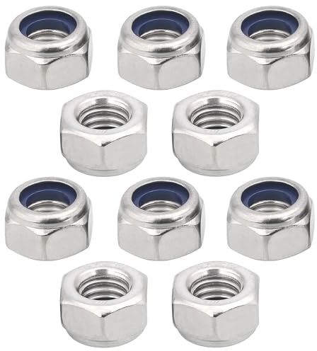 cyclingcolors 10x Dadi autobloccanti Dado di Bloccaggio Esagonale in Acciaio Inox A2 DIN 985 ISO 10511 Dadi di Bloccaggio in Nylon per Viti Bulloni con Filettatura Metrica, M8