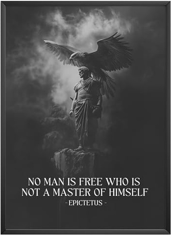 MJ-GRAPHICS® Poster Affirmation Zitat Epiktet Adler Poster Motivation Episch – Stoizismus Fine-Art Poster Philosophie Büro Lernzimmer Bild – A3-Format, ohne Rahmen