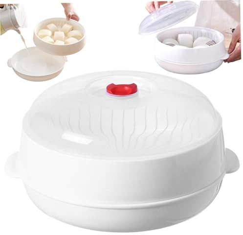 Microwave 7.9'' Round Microwave Vegetable Food Grade Plastic Microwave for Cooking with Lid and Tray Microwavable for Food Kitchen Office