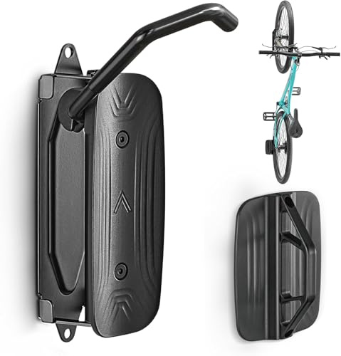 Porta Bici Da Muro. Gancio Bici Muro Girevole Per Biciclette, Ganci Da Muro Per Garage, Appendi Bici Verticale Salvaspazio, Supporta Fino A 30 Kg, Facile Da Installare, Colore Nero.