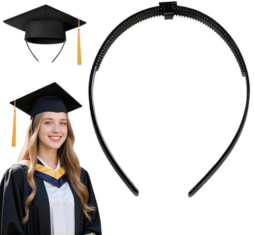 Serre Tete Chapeau Diplome, Noir Insert de Graduation Cap, Protection du Chapeau de Graduation, Accessoires de Stabilisateur de Graduation Cap pour Fixer la Coiffure de Diplômé (Noir-A, 1)