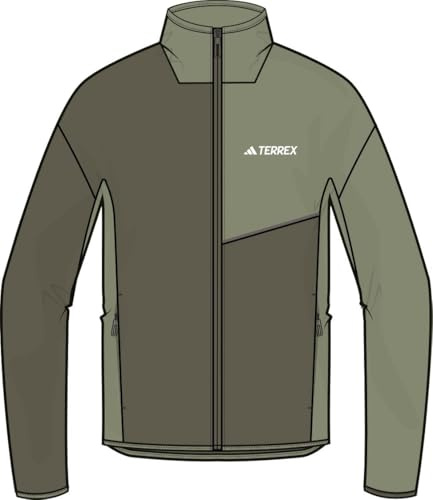 adidas Women's Terrex Multi CLIMAWARM Full Zip Tech Fleece Jacket, tent green, XXL
