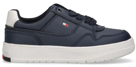 Tommy Hilfiger Zapatillas Bajas para Niñas Niños con Cordones, Nathan, Azul/Blanco, 37