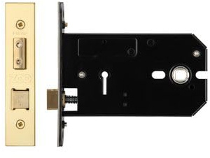 Kooples Hardware 3 Lever Horizontal Mortice Lock – 127mm Case – Traditional Internal Door Lock with Keys and Strike Plate (Brass Finish/Anti Tarnish)