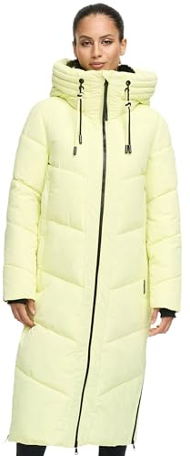MARIKOO Damen Winterjacke Wintermantel Parka lange Winter Stepp Jacke B979 [B979-Nadar-Pastel-Yellow-Gr.M]