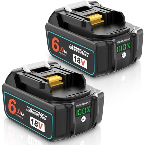 QUPERR 2er-Pack 18V 6,0Ah Akku kompatibel mit Makita 18V Werkzeuge | Mit LED-Ladeanzeige, 6,0Ah Kapazität und intelligentem Schutz vor Überladung, Überhitzung und Kurzschluss