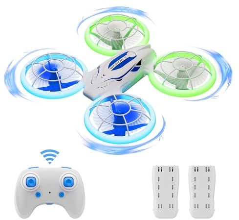 Ridge's Puddle Drohne für Kinder Geschenke - Mini Drone LED Lichter Ferngesteuerte Quadcopter Spielzeug ab 6 7 8 9 10 Jahre für Jungen Mädchen Anfänger 2 Akkus