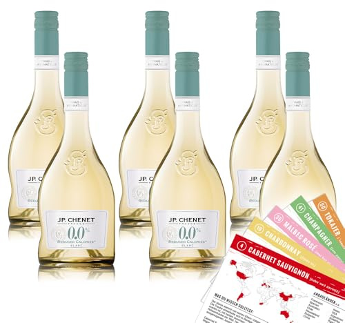 JP.Chenet 0,0% Blanc, alkoholfrei, sortenreines Weinpaket + VINOX Winecards (6x0,75l)