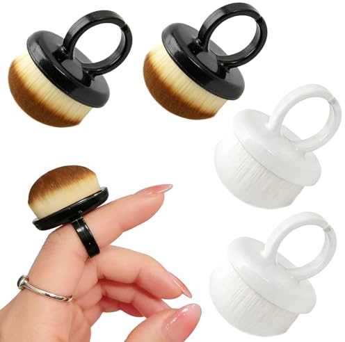 KEJOL, 4 brosses à poussière pour ongles, soies douces, bague de préhension, manucure, maison et salon, noir et blanc