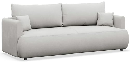 Selsey Schlafsofa 3 Sitzer mit Schlaffunktion und Bettkasten 226 cm – Hellgrau Chenille Easy Clean Stoff – Modernes Sofa Bed für kleine Wohnzimmer & Gästezimmer