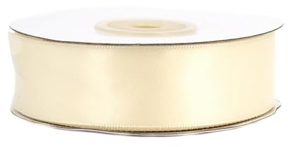 Doppelseitiges Satinband 25mm x 20m Rolle - FARBAUSWAHL in 6/10/25/38mm - farbecht & waschbar - Schleifenband für Hochzeit - Geschenkband zum Verpacken Dekorieren Basteln - Ivory/Elfenbein 810