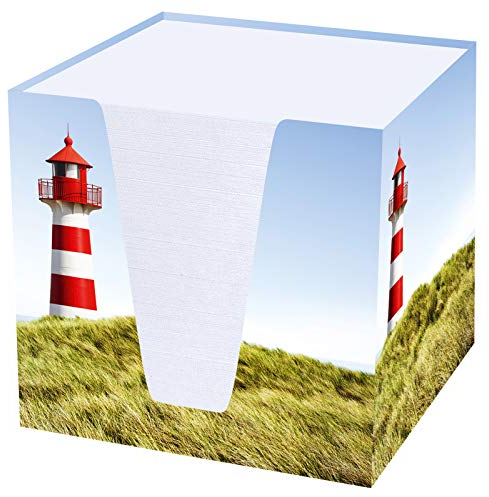 RNKVERLAG 46545 - Notizklotz Leuchtturm mit 900 Blatt, 92 x 92 x 92 mm, 1 Stück