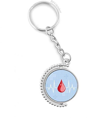 DIYthinker Elektrokardiogramm Blut, Design, Muster Drehbare Schlüsselanhänger Ringe 1.2 Zoll x 3.5 Zoll Mehrfarbig