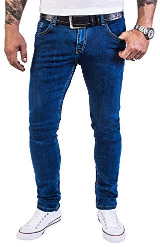 Rock Creek Herren Jeans Hose Regular Slim Stretch Jeans Herrenjeans Herrenhose Denim Stonewashed Basic Stretchhose Raw RC-2139 Blau W34 L36