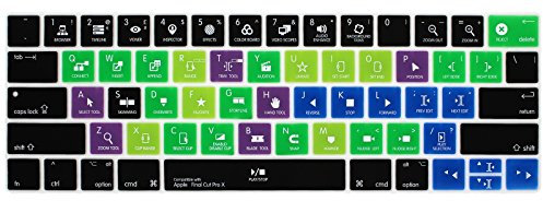 Final Cut Pro X Shortcuts Hotkey Waterproof Ultrathin Keyboard Cover Compatible MacBook Pro 13 15 inch 2018 2017 & 2016 with Touch Bar & Touch ID Model:A1989 A1706 / A1990 A1707,USA Version