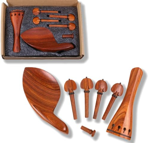 Yinfente 4/4 Violinen-Set, volle Größe, Violinenzubehör, Palisanderholz, Saitenhalter und Kinnhalter, Endstift (4/4)