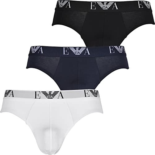 Emporio Armani 3-pack Brief Essential Monogram, Boxer Uomo, Multicolore (Bianco/Nero/Blu Marine), XL