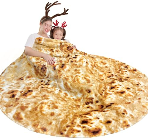 Mermaker Tortilla-Wickeldecke für Erwachsene und Kinder, Tortilla-Überwurfdecke für Erwachsene, 203 cm, realistische, weiche Flanell-Taco-Decke