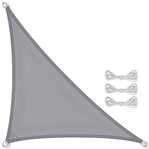 CelinaSun tenda parasole a vela protezione solare giardino balcone PES poliestere idrorepellente triangolo 3,2 x 3,2 x 4,5 m grigio chiaro