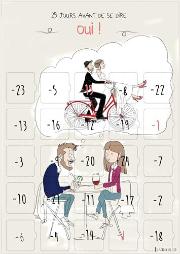 Calendrier de l'avent 25 jours AVANT le MARIAGE - Cadeau Mariage COUPLE - Cadeau EVJF - GUIDE organisation de MARIAGE